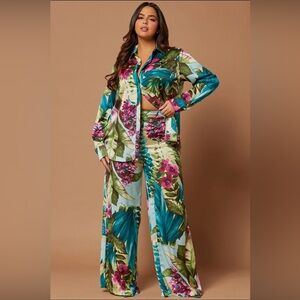 Fashion Nova Kyoto Satin Pant Set
